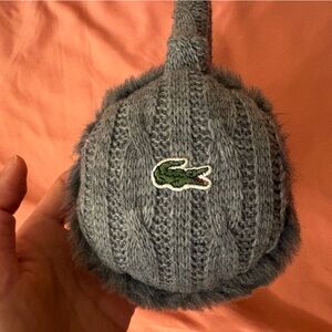 Gray Knit Lacoste Earmuffs